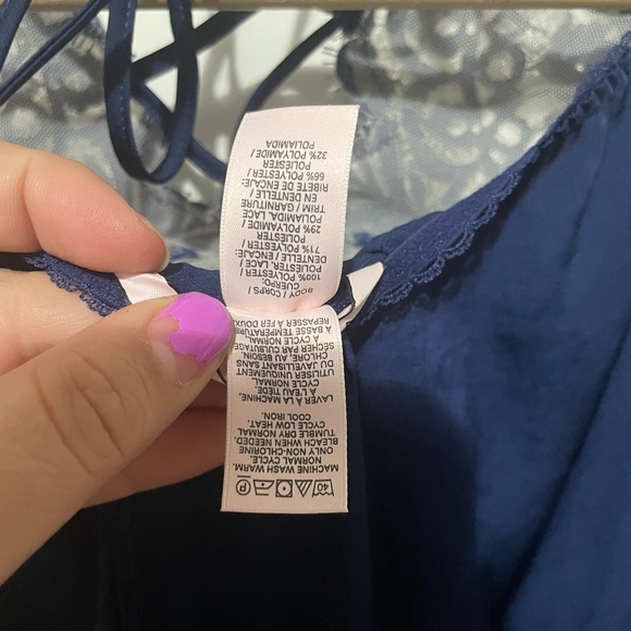 NWT VICTORIAS SECRET Navy Lace One Piece Romper L - Picture 7 of 9